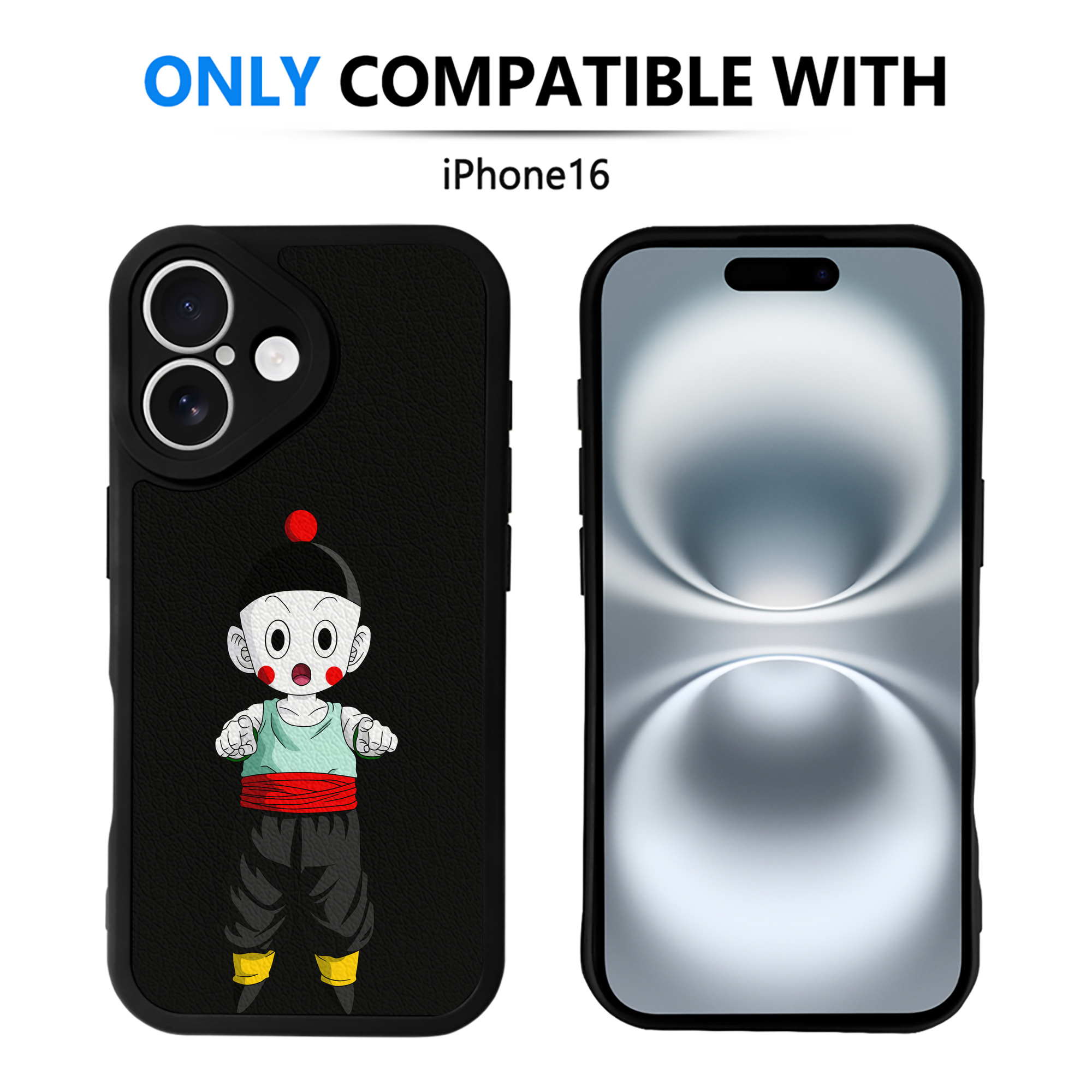 （画像用） ドラゴンボール 餃子（チャオズ）DRAGON BALL Chaoz 【iPhone 16シリーズ対応】シリコンスマホケース（レザー調） 材質：シリコン